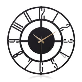 Wallity Reloj de pared decorativo de metal negro 41 cm